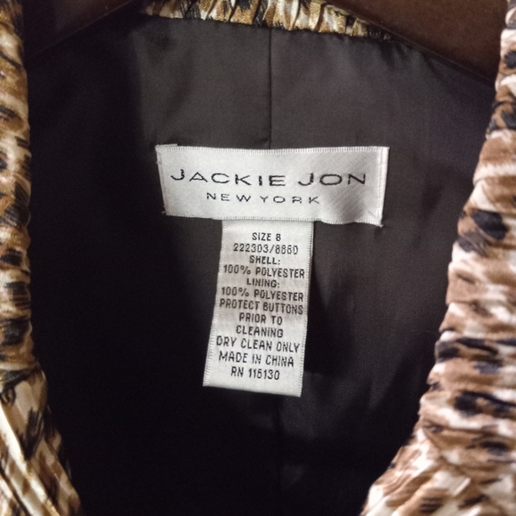 Jackie Jon NY Blazer Jacket Cheetah Cropped Size 8/36 - Picture 4 of 9